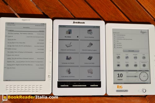 Kindle Dx, JetBook Color e LeggoIBS 912 a confronto