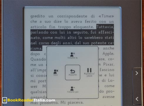 Sintesi vocale: il LeggoIBS evidenzia le righe che sta leggendo