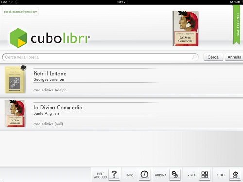 Cubolibri: la biblioteca virtuale con gli ebook acquistati o caricati da iTunes