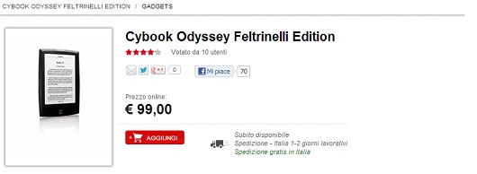 Bookeen CyBook Odyssey a 99 euro 