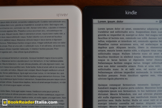 iRiver Story HD e Kindle "base": visualizzazione di testo con il corpo carattere più piccolo