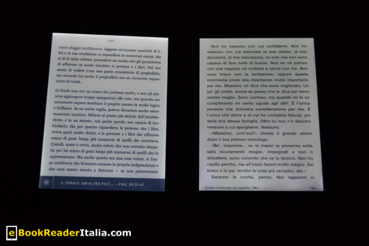 Kobo Glo e Kindle PaperWhite: entrambi con la luminosità al massimo