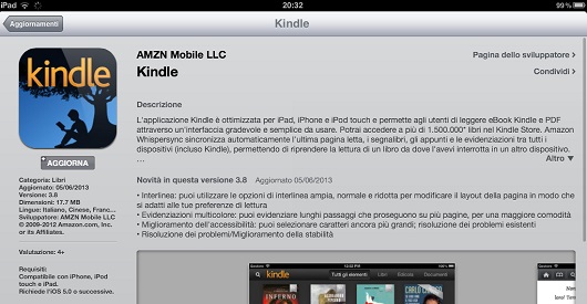 Nuova versione di Kindle App per iOS (v 3.8)