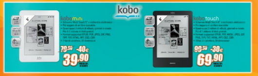 Il volantino Marco Polo Expert  che pubblicizza l'offerta per i due lettori ebook Kobo 