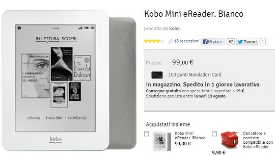 Kobo Mini, prezzo sul rollercoaster