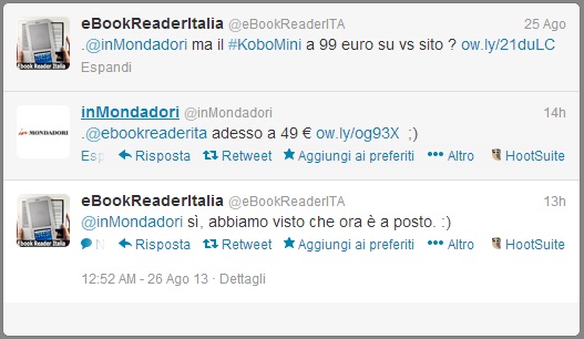 Scambio di tweet con @InMondadori