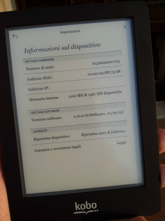 Kobo Glo aggiornato alla versione 2.10