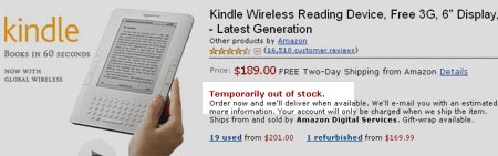 Kindle 2 out of stock