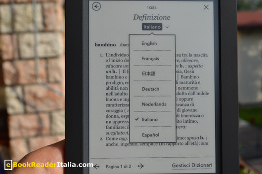 Kobo Touch: il dizionario è integrato nelle pagina di lettura